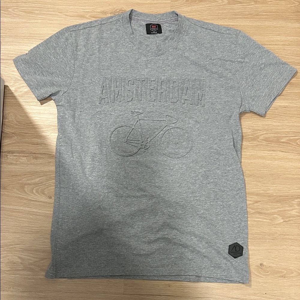 Gray Amsterdam Graphic T-Shirt with Textured Logo